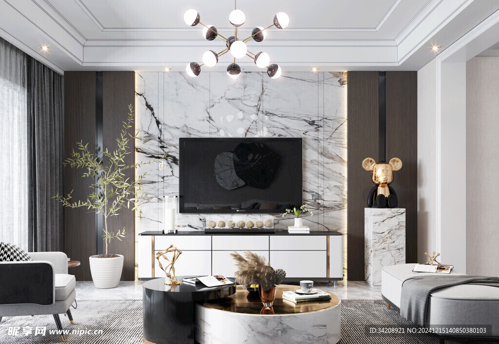 电视机满墙柜客厅装饰现代简约风