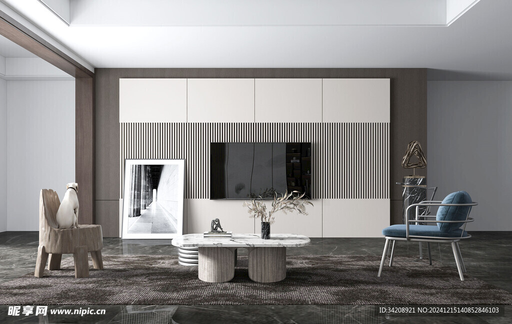 电视机满墙柜客厅装饰现代简约风