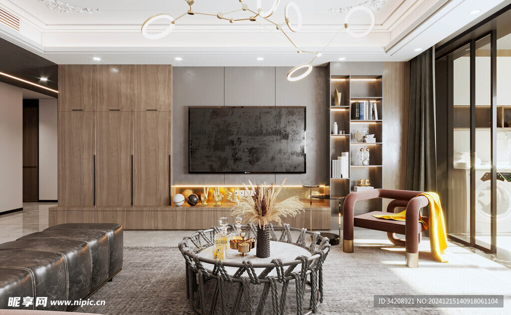 电视机满墙柜客厅装饰现代简约风