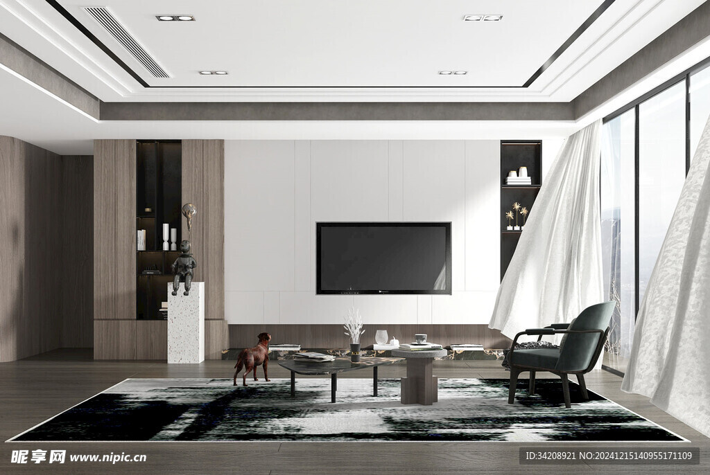 电视机满墙柜客厅装饰现代简约风