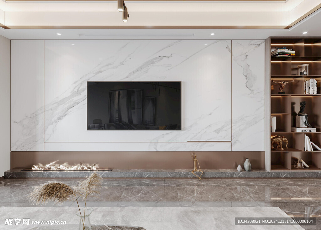 电视机满墙柜客厅装饰现代简约风