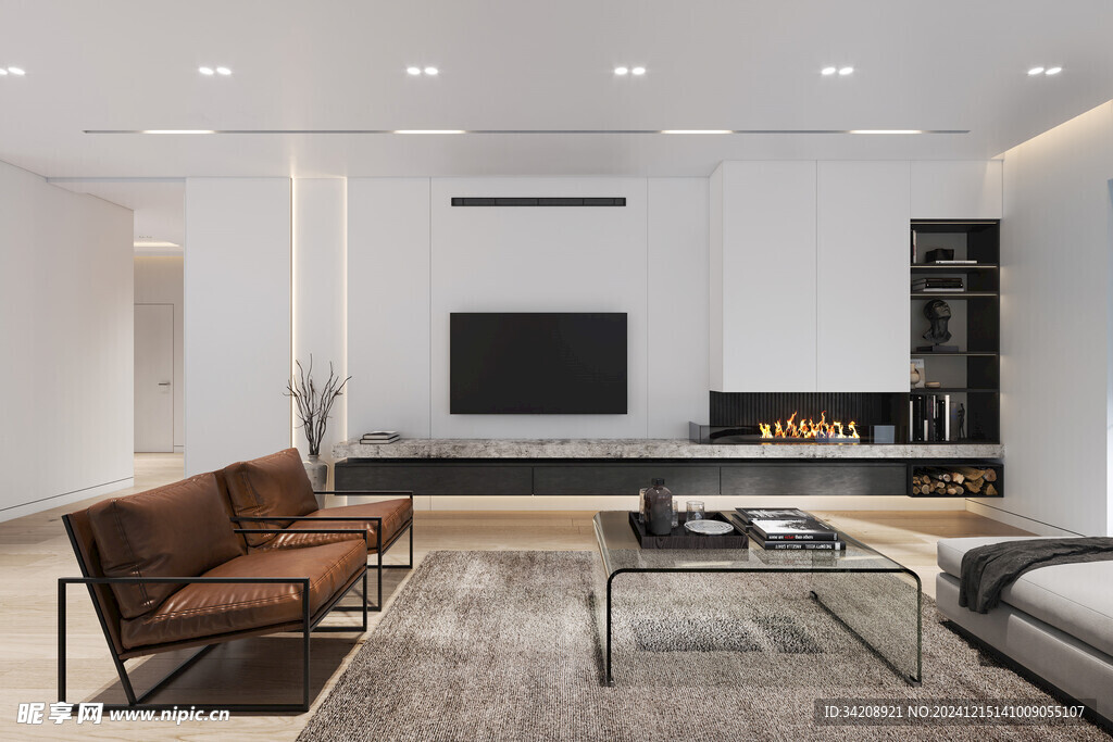 电视机满墙柜客厅装饰现代简约风