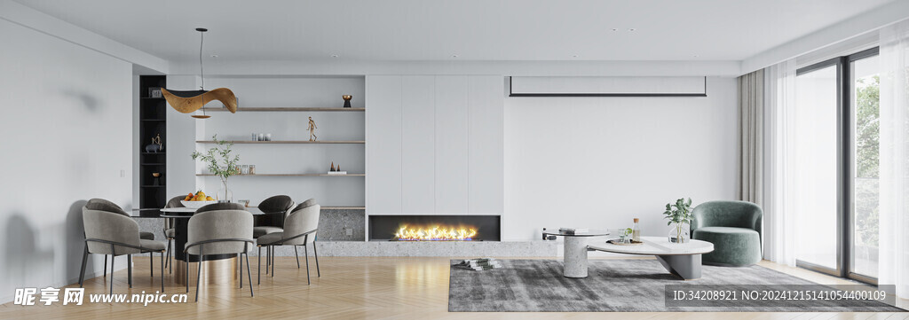 电视机满墙柜客厅装饰现代简约风