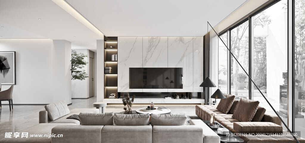 电视机满墙柜客厅装饰现代简约风