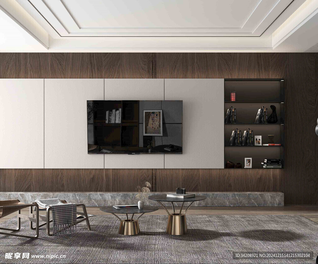 电视机满墙柜客厅装饰现代简约风