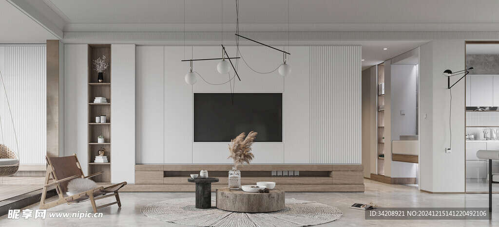 电视机满墙柜客厅装饰现代简约风