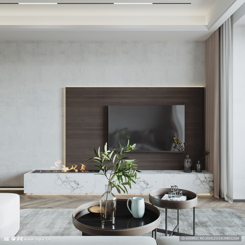 电视机满墙柜客厅装饰现代简约风