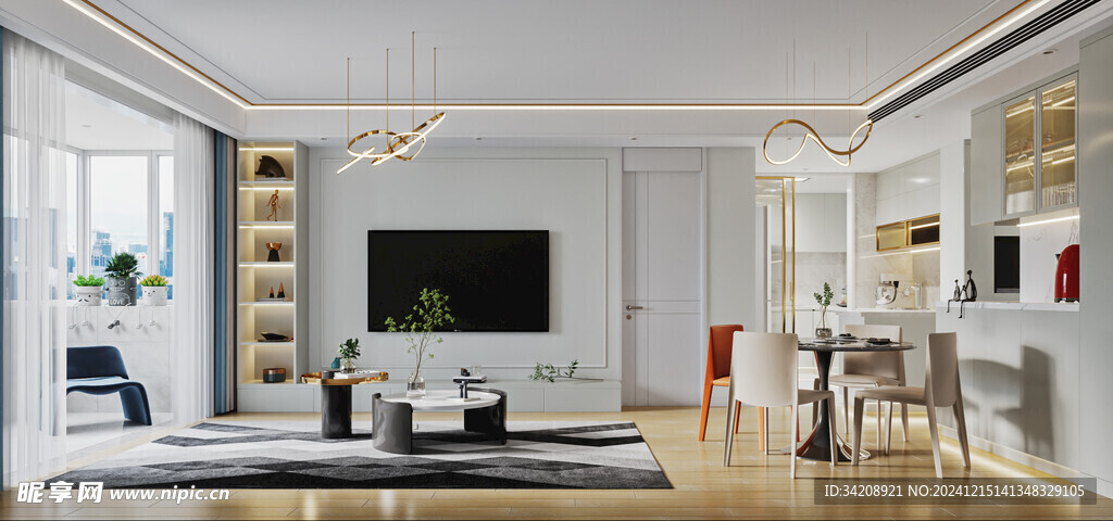 电视机满墙柜客厅装饰现代简约风