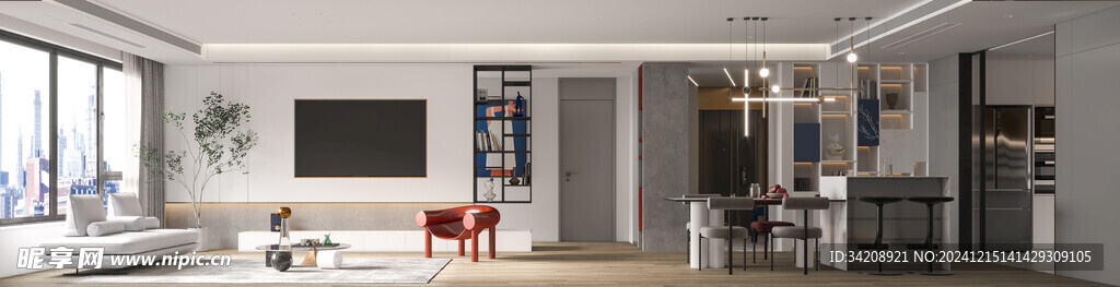 电视机满墙柜客厅装饰现代简约风