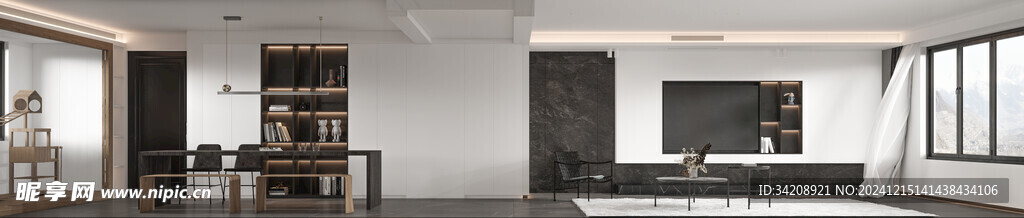 电视机满墙柜客厅装饰现代简约风