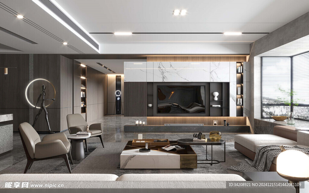 电视机满墙柜客厅装饰现代简约风