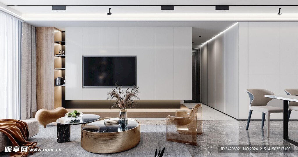 电视机满墙柜客厅装饰现代简约风