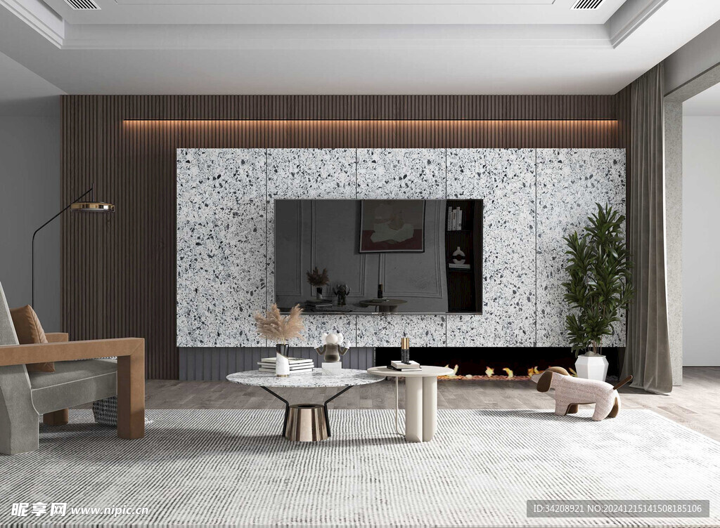 电视机满墙柜客厅装饰现代简约风