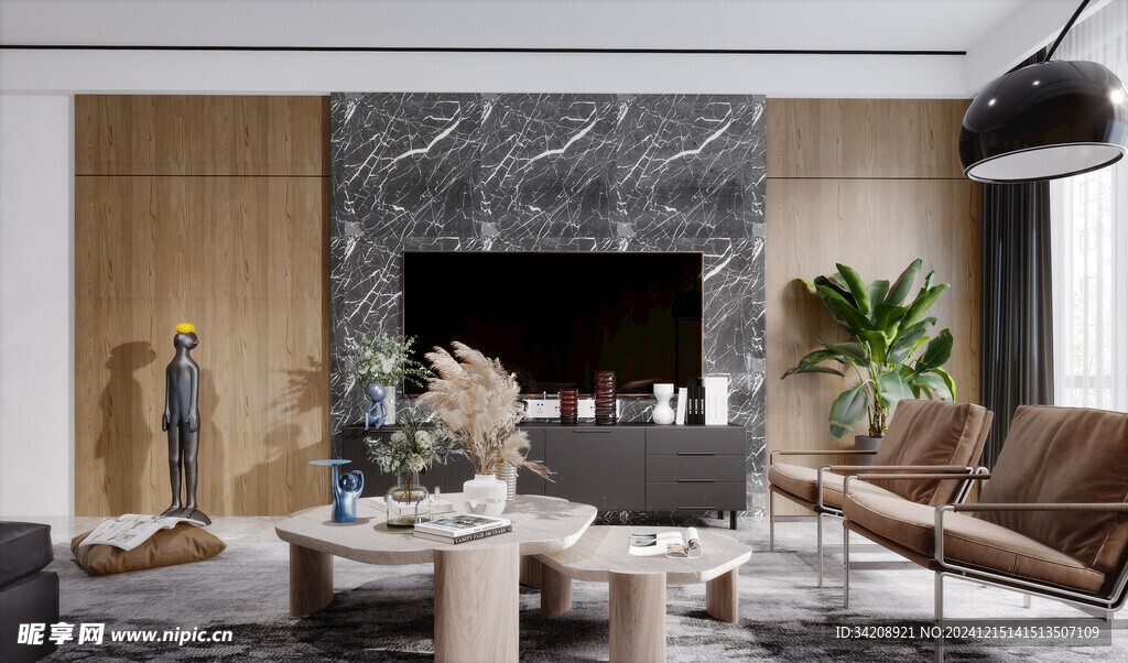 电视机满墙柜客厅装饰现代简约风