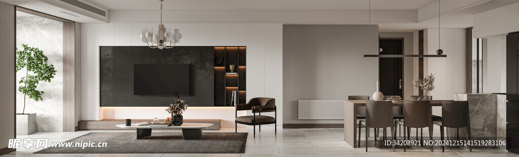 电视机满墙柜客厅装饰现代简约风