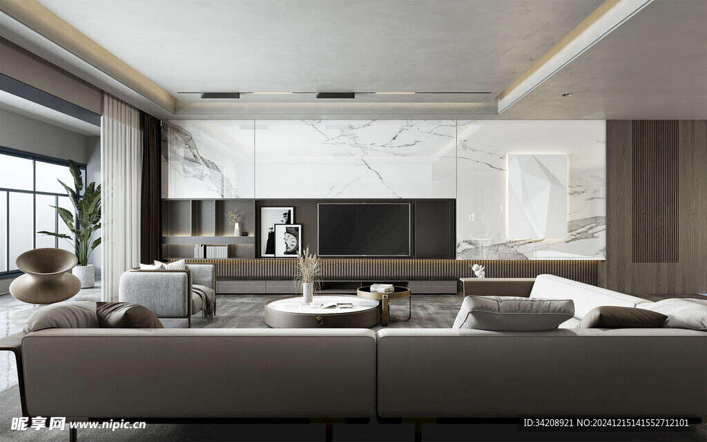 电视机满墙柜客厅装饰现代简约风