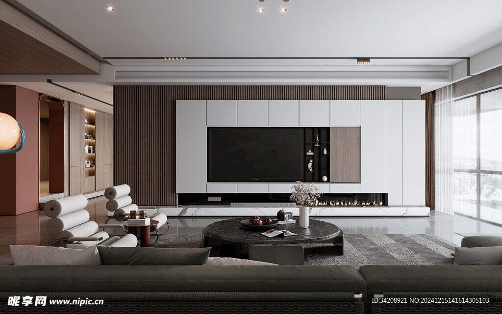 电视机满墙柜客厅装饰现代简约风