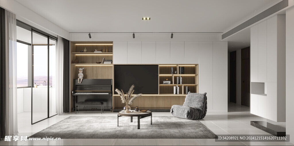 电视机满墙柜客厅装饰现代简约风