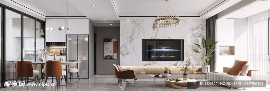 电视机满墙柜客厅装饰现代简约风