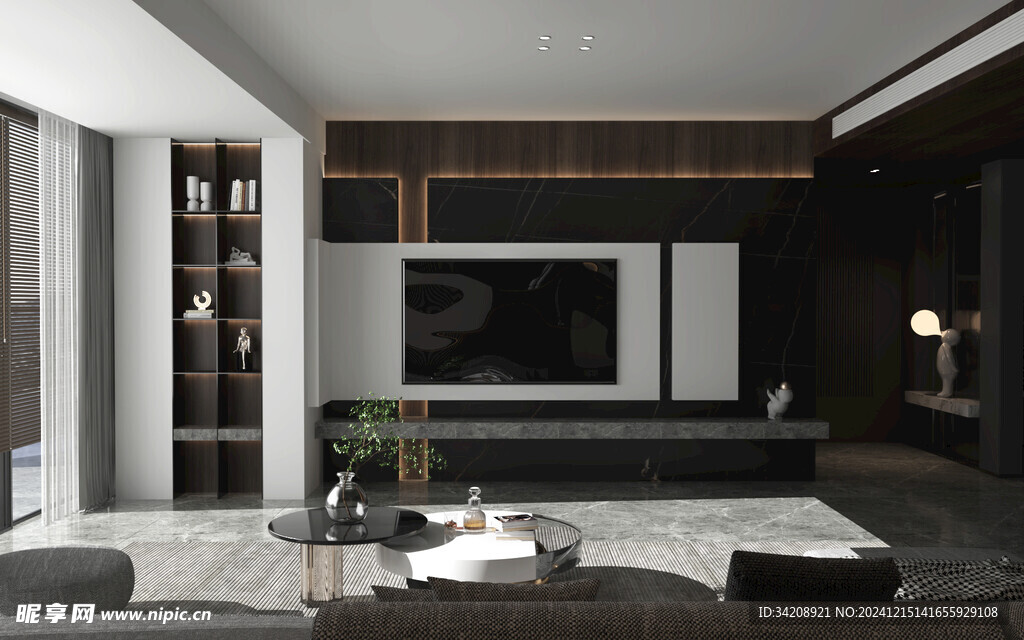 电视机满墙柜客厅装饰现代简约风