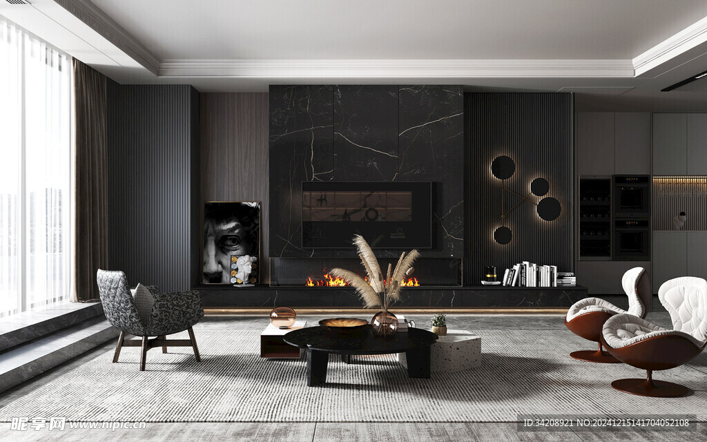 电视机满墙柜客厅装饰现代简约风