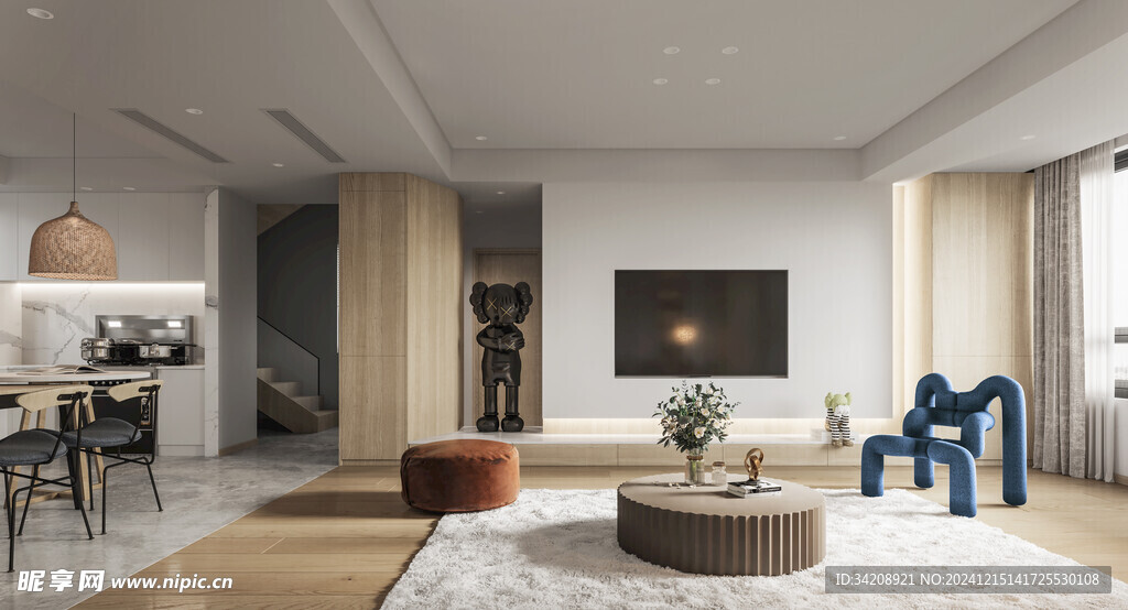 电视机满墙柜客厅装饰现代简约风