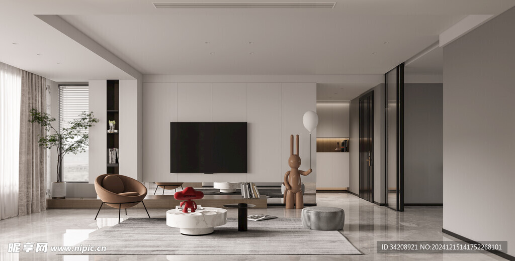 电视机满墙柜客厅装饰现代简约风