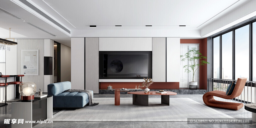 电视机满墙柜客厅装饰现代简约风