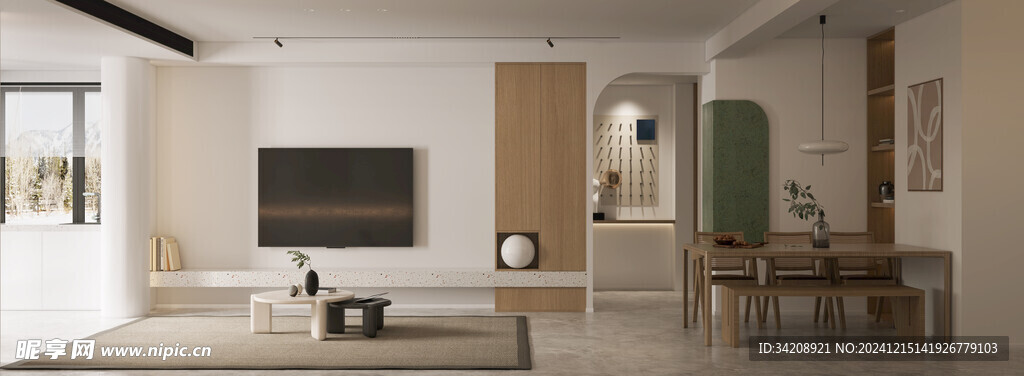 电视机满墙柜客厅装饰现代简约风