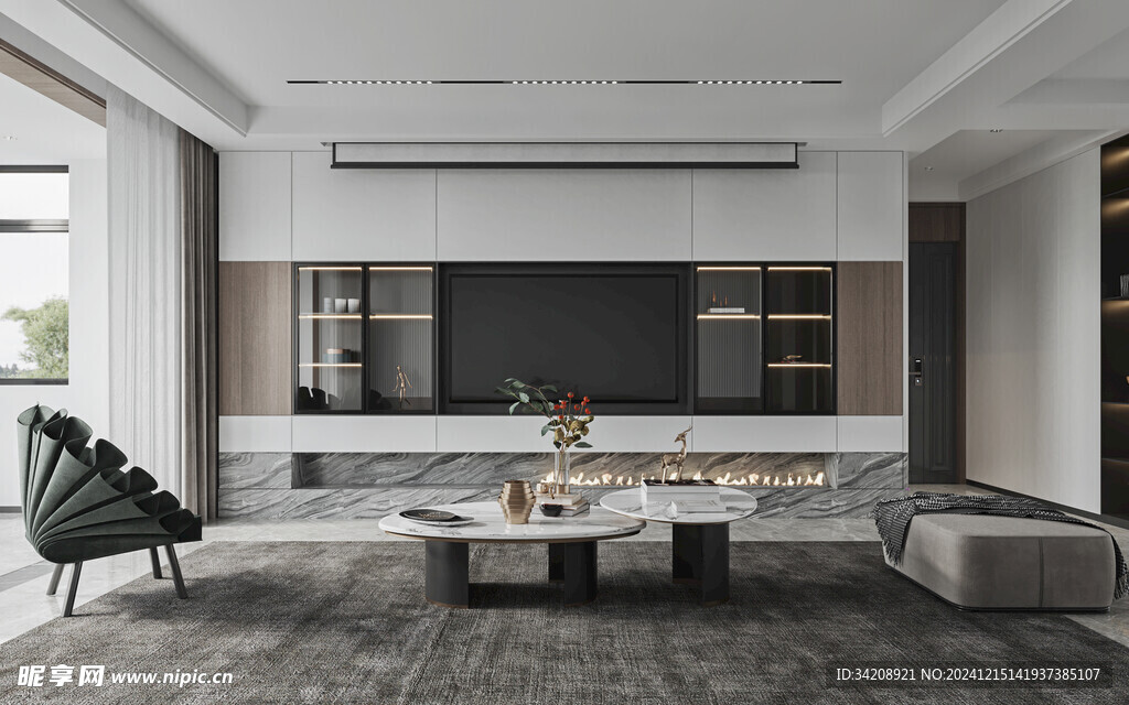 电视机满墙柜客厅装饰现代简约风