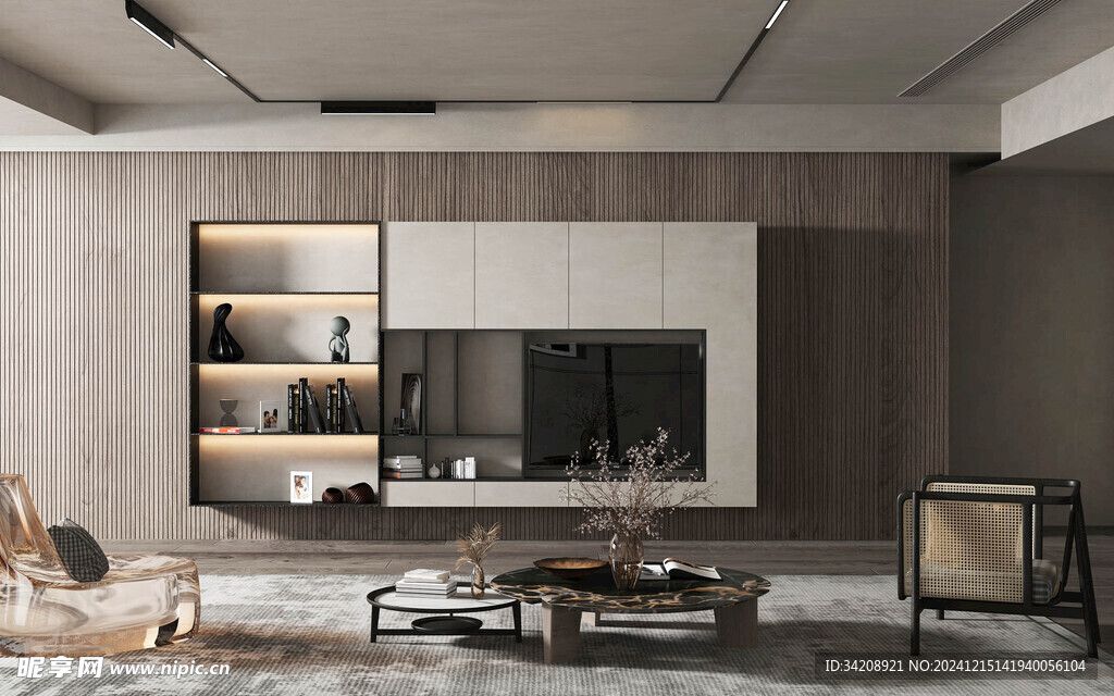 电视机满墙柜客厅装饰现代简约风