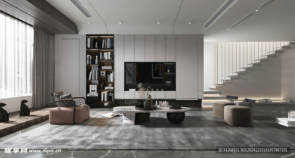 电视机满墙柜客厅装饰现代简约风