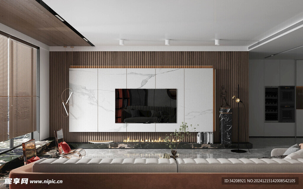 电视机满墙柜客厅装饰现代简约风