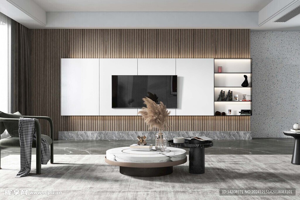 电视机满墙柜客厅装饰现代简约风