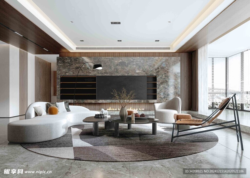 电视机满墙柜客厅装饰现代简约风