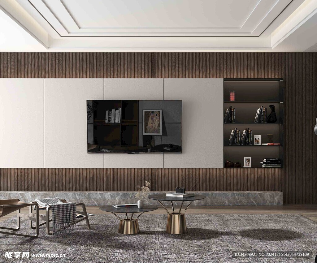 电视机满墙柜客厅装饰现代简约风