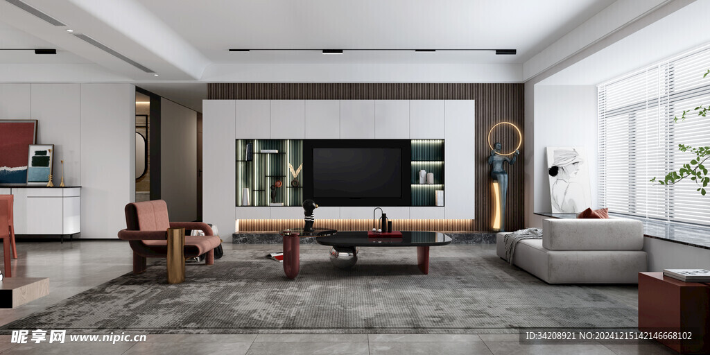 电视机满墙柜客厅装饰现代简约风