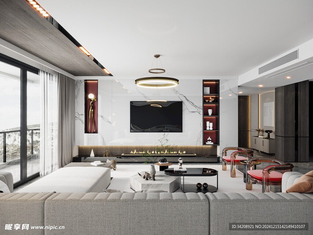 电视机满墙柜客厅装饰现代简约风