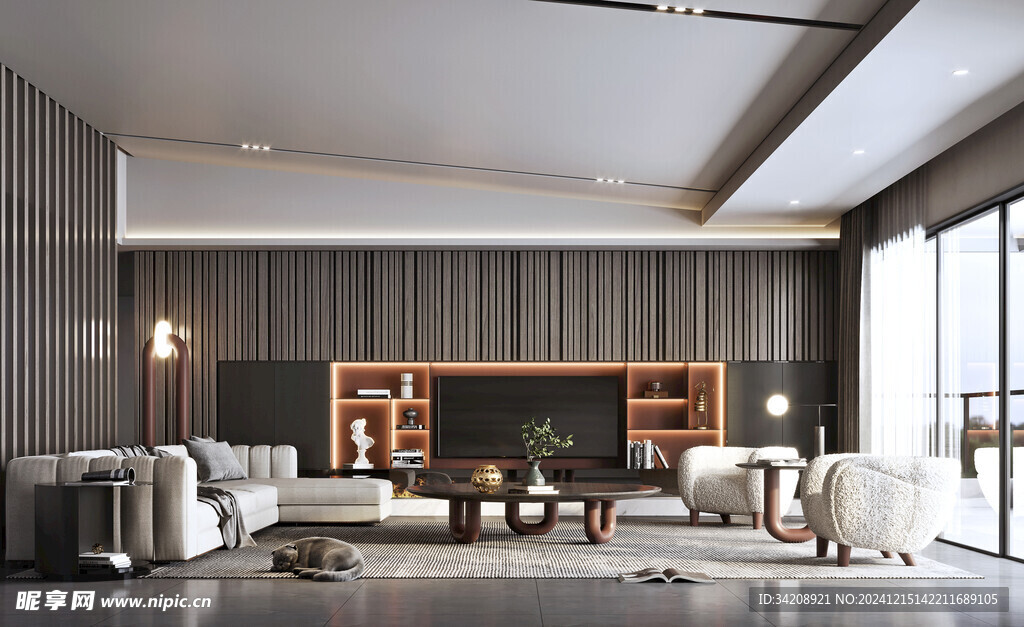 电视机满墙柜客厅装饰现代简约风