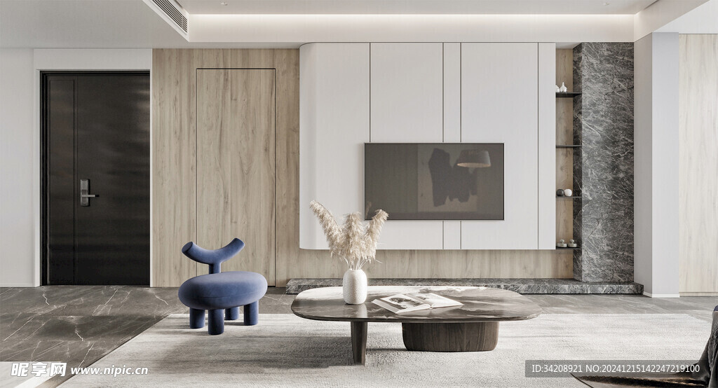 电视机满墙柜客厅装饰现代简约风