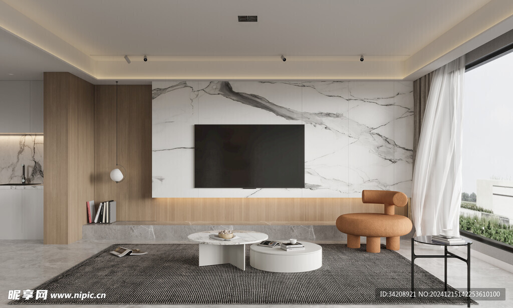 电视机满墙柜客厅装饰现代简约风