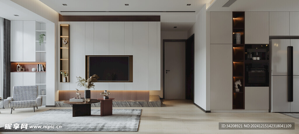 电视机满墙柜客厅装饰现代简约风