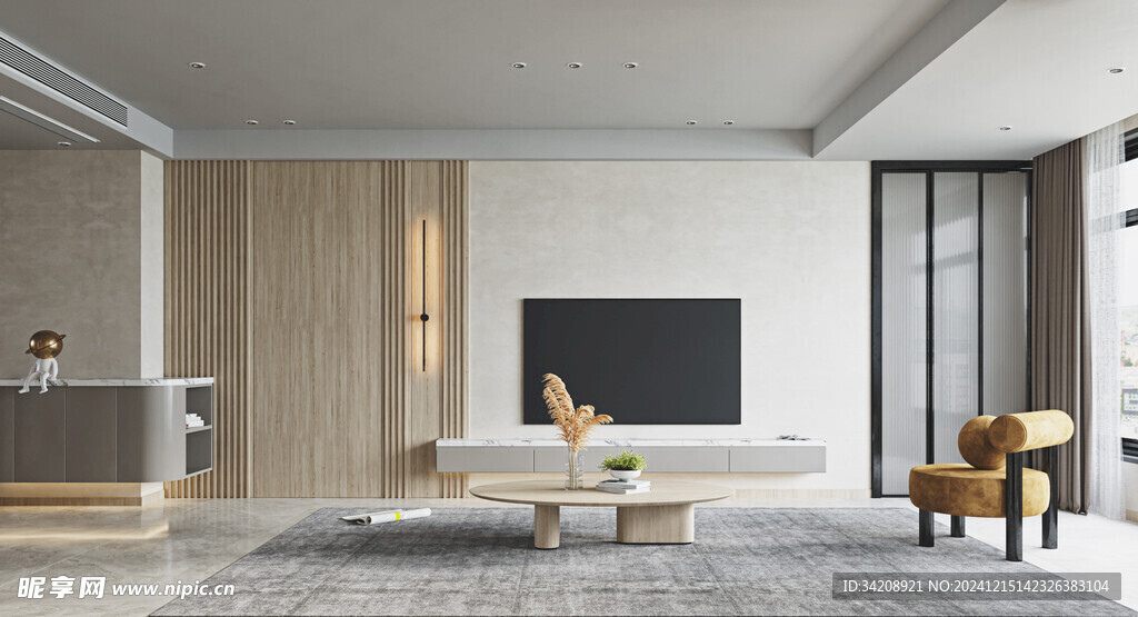 电视机满墙柜客厅装饰现代简约风