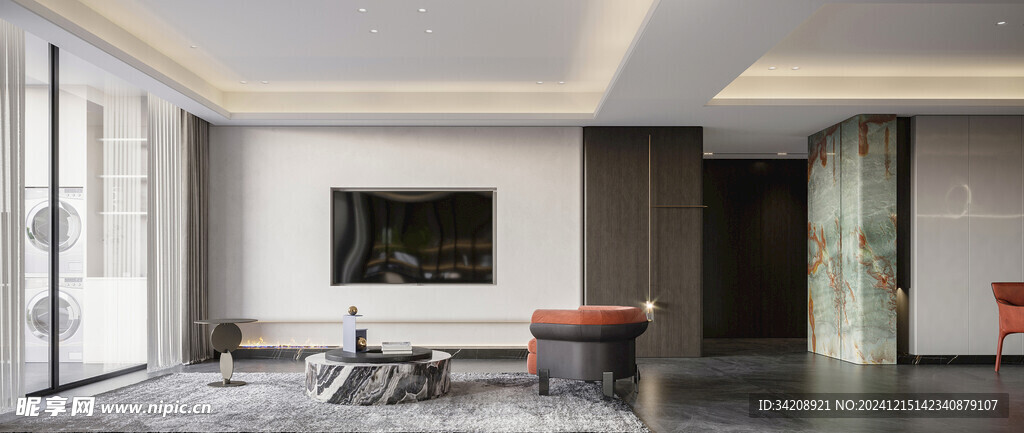 电视机满墙柜客厅装饰现代简约风