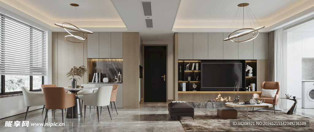 电视机满墙柜客厅装饰现代简约风