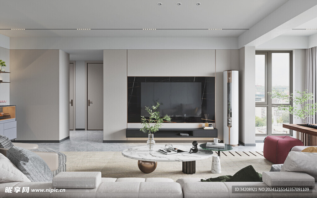 电视机满墙柜客厅装饰现代简约风