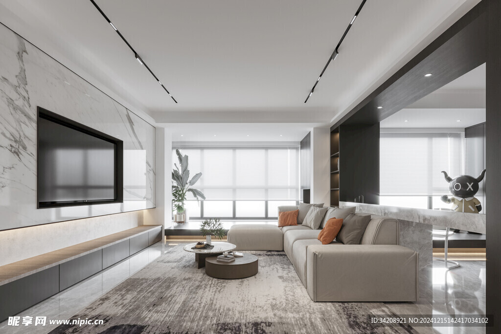 电视机满墙柜客厅装饰现代简约风