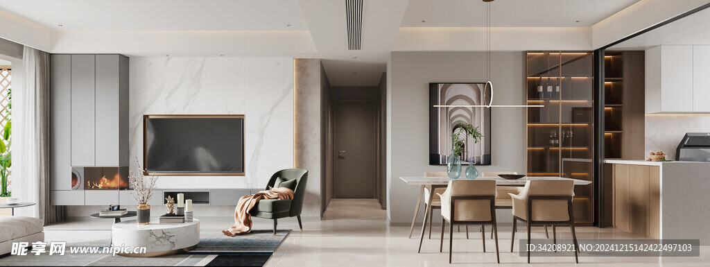 电视机满墙柜客厅装饰现代简约风