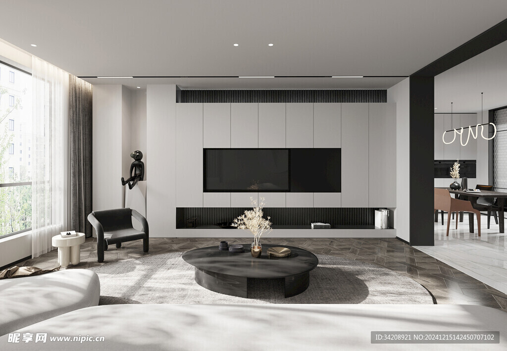 电视机满墙柜客厅装饰现代简约风