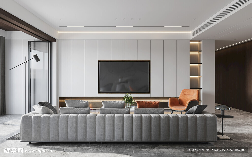 电视机满墙柜客厅装饰现代简约风